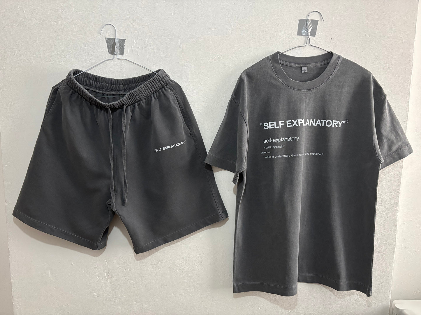 "GREY WASHED SHORTS SET 002"